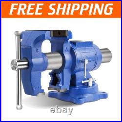 08125A 5 Bench Vise with Anvil, 360° Swivel Base Heavy Duty