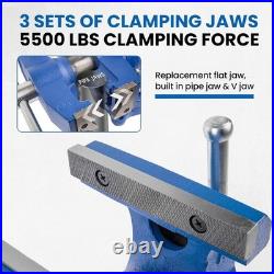 08125A 5 Bench Vise with Anvil, 360° Swivel Base Heavy Duty