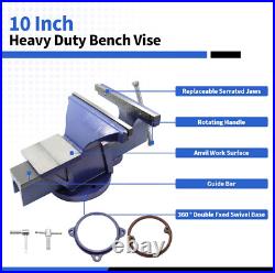 10 Heavy Duty Bench Vise Cast Iron Vise with 360° Flexible Swivel Locking Base