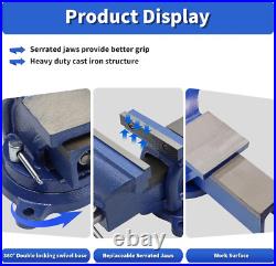 10 Heavy Duty Bench Vise Cast Iron Vise with 360° Flexible Swivel Locking Base