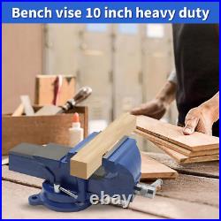 10 Heavy Duty Bench Vise Cast Iron Vise with 360° Flexible Swivel Locking Base