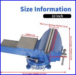 10 Heavy Duty Bench Vise Cast Iron Vise with 360° Flexible Swivel Locking Base