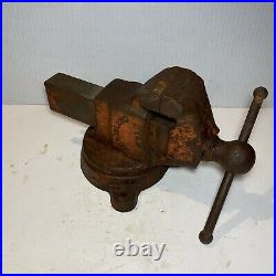 1943 Rock Island 571 Bench Vise Swivel Base 3 Jaws WWII Made In USA