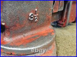 3-1/2 3.5 Jaw Vise Anvil Swivel Base Bench Table Vintage Red