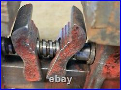 3-1/2 3.5 Jaw Vise Anvil Swivel Base Bench Table Vintage Red