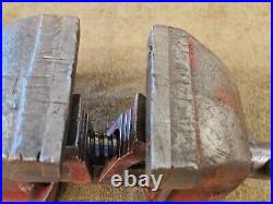 3-1/2 3.5 Jaw Vise Anvil Swivel Base Bench Table Vintage Red
