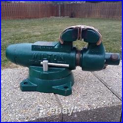 3.5 Wilton Vise #350, New Serrated Jaws, Swivel Base, With Copper Jaw Covers