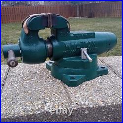 3.5 Wilton Vise #350, New Serrated Jaws, Swivel Base, With Copper Jaw Covers