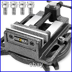 4.25 Bench Vise, Drill Press Vice Heavy Duty with 110° Swivel Base and Quick Re