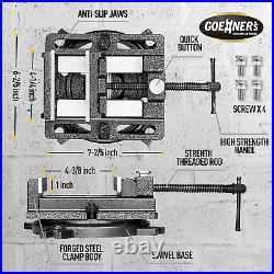 4.25 Bench Vise, Drill Press Vice Heavy Duty with 110° Swivel Base and Quick Re