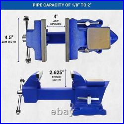 4.5 Inch Utility Combination Vise Pipe Bench Swivel Base Cast Iron Strong Grip