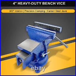 4 Bench Vise 360° Swivel Base Heavy Duty Bench Vice with Anvil Table Top Clamp