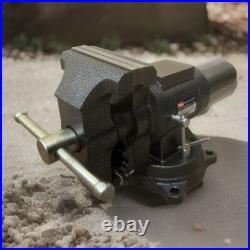 5 Bench Vise Blacksmith Anvil 360° Swivel Base & Rotate Body Clamp Round