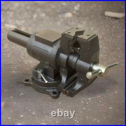 5 Bench Vise Blacksmith Anvil 360° Swivel Base & Rotate Body Clamp Round