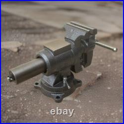 5 Bench Vise Blacksmith Anvil 360° Swivel Base & Rotate Body Clamp Round