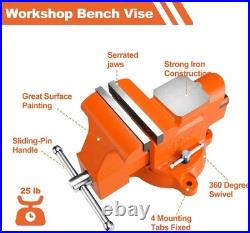 5? Heavy-Duty Bench Vise 360° Swivel Base, Pipe Clamp Function