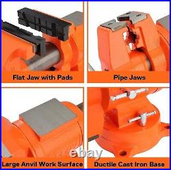 5 Inch Bench Vise 5512 LBS Clamping Force Heavy Duty 360 Degree Swivel Base