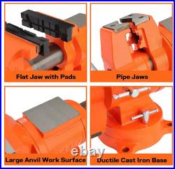 5 Inch Bench Vise 5512 LBS Clamping Force Heavy Duty 360 Degree Swivel Base