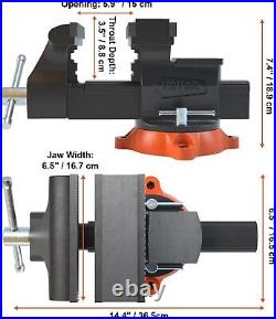 5 Inch Bench Vise 5512 LBS Clamping Force Heavy Duty 360 Degree Swivel Base
