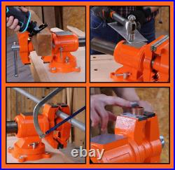 5 Inch Bench Vise 5512 LBS Clamping Force Heavy Duty 360 Degree Swivel Base