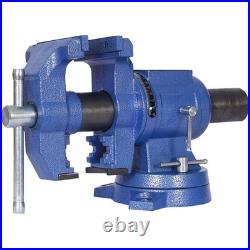 5-Inch Multi-Jaw Rotating Bench Vise, 360-Degree Swivel Base & Head Blue