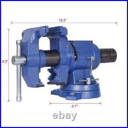5-Inch Multi-Jaw Rotating Bench Vise, 360-Degree Swivel Base & Head Blue 5-Inch Multi-Jaw Rotating Bench Vise, 360-Degree Swivel Base & Head Blue