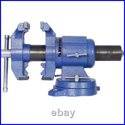5-Inch Multi-Jaw Rotating Bench Vise, 360-Degree Swivel Base & Head Blue