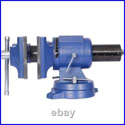 5-Inch Multi-Jaw Rotating Bench Vise, 360-Degree Swivel Base & Head Blue