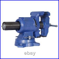 5-Inch Multi-Jaw Rotating Bench Vise, 360-Degree Swivel Base & Head Blue