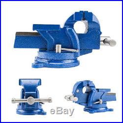 5 Mechanic Bench Vise Top Clamp Press Locking Swivel Base Heavy Duty Tool Blue