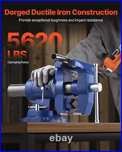 6-1/2 Multi-Purpose Bench Vise Heavy Duty Ductile Iron 360° Swivel Base