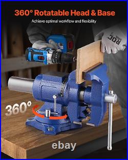 6-1/2 Multi-Purpose Bench Vise Heavy Duty Ductile Iron 360° Swivel Base