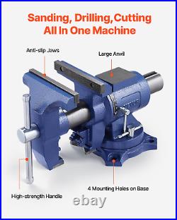 6-1/2 Multi-Purpose Bench Vise Heavy Duty Ductile Iron 360° Swivel Base