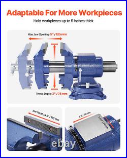 6-1/2 Multi-Purpose Bench Vise Heavy Duty Ductile Iron 360° Swivel Base