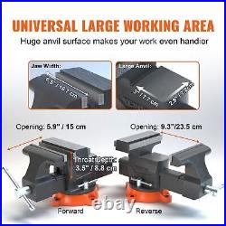 6.5 Bench Vise with 360° Swivel Locking Base & Two-way Jaw Ductile Iron