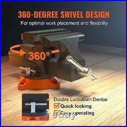 6.5 Bench Vise with 360° Swivel Locking Base & Two-way Jaw Ductile Iron