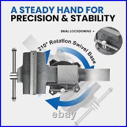 6.5-Inch Bench Vise Swivel Base Heavy Duty with Anvil (6 1/2), Gray