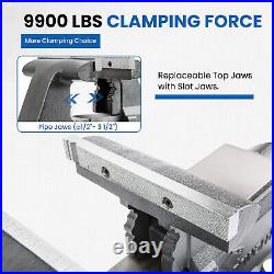 6.5-Inch Bench Vise Swivel Base Heavy Duty with Anvil (6 1/2), Gray