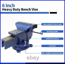 6 Cast Iron Bench Vise with Adjustable 360° Swivel Base Ultimate Workholding