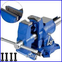 6 Heavy Duty Bench Vise, Double Swivel Rotating Vise Head/Body Rotates 360°