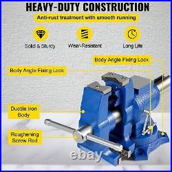 6 Heavy Duty Bench Vise, Double Swivel Rotating Vise Head/Body Rotates 360°