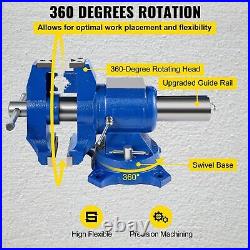 6 Heavy Duty Bench Vise, Double Swivel Rotating Vise Head/Body Rotates 360°
