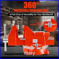 6 Heavy Duty Bench Vise Ductile Iron 360-Degree Swivel Base with Anvil, 5.9