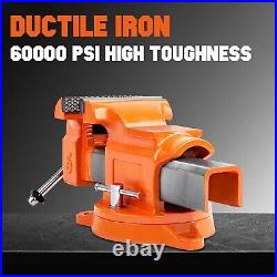 6-Inch Bench Vise Ductile Iron with Channel Steel and 360-Degree Swivel Base