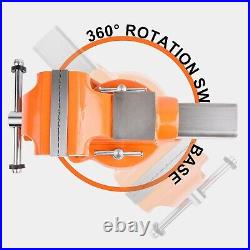 6-Inch Bench Vise Ductile Iron with Channel Steel and 360-Degree Swivel Base