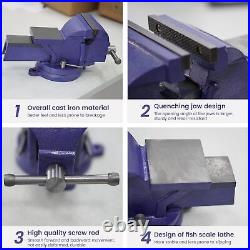6-Inch Bench Vise With 360° Swivel Base Clamp Table 3372 LBS Clamping Force USA