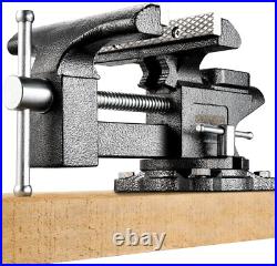 6-Inch Utility Bench Vise Portable Design with Swivel Base for DIY Projects