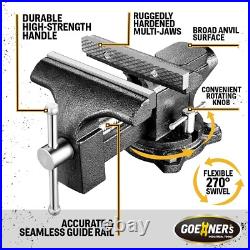 6-Inch Utility Bench Vise Portable Design with Swivel Base for DIY Projects