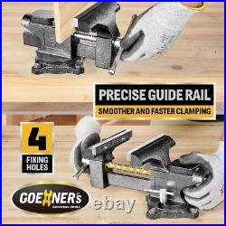 6-Inch Utility Bench Vise Portable Design with Swivel Base for DIY Projects