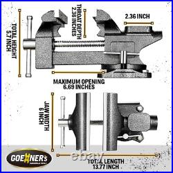 6-Inch Utility Bench Vise Portable Design with Swivel Base for DIY Projects